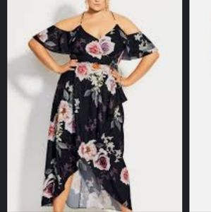 City Chic Luxe Floral Maxi Dress - black Size16